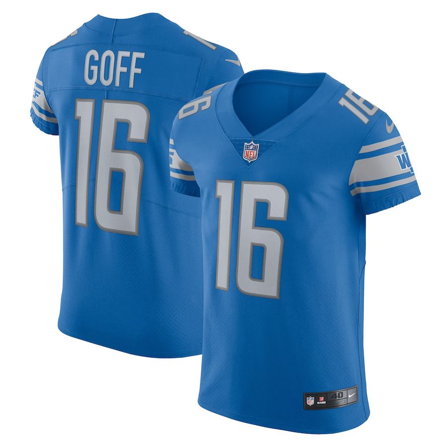 Men Detroit Lions 16 Jared Goff Nike Blue Vapor Elite Player NFL Jersey